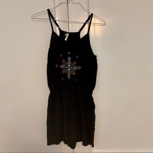 Black Embroidered Romper